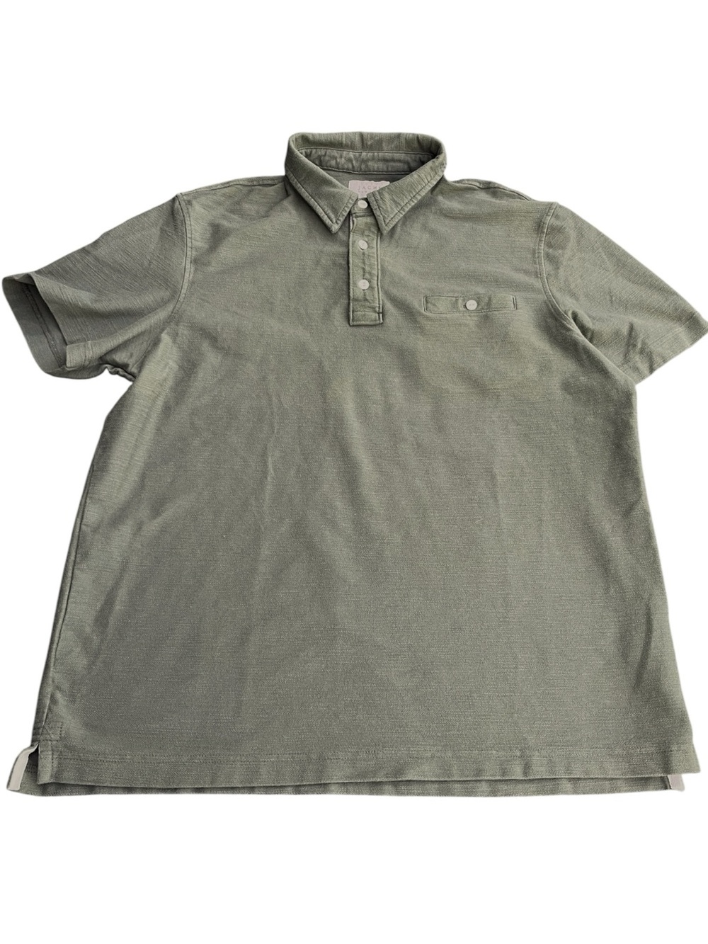 JACHS New York Olive Green Cotton Reverse Slub Polo Shirt (L)